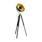Eglo Stehlampe Covaleda Holz Stahl Schwarz Gold | IP20 - Geeignet für 1x E27 
